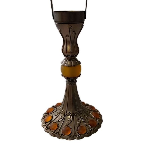 PartyLite Paris Retro Candle Holder Lamp Tealight Votive Vintage Amber Glass - Picture 5 of 16